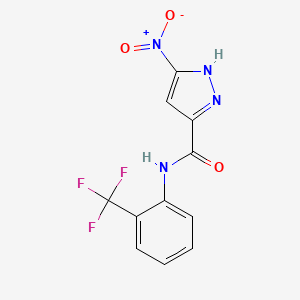 molecular formula C11H7F3N4O3 B3718591 3-nitro-N-[2-(trifluoromethyl)phenyl]-1H-pyrazole-5-carboxamide 