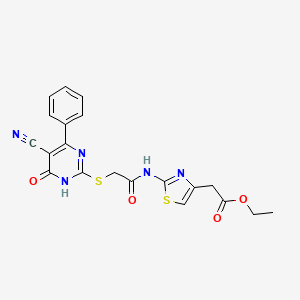 molecular formula C20H17N5O4S2 B3718602 ethyl [2-({[(5-cyano-4-oxo-6-phenyl-1,4-dihydro-2-pyrimidinyl)thio]acetyl}amino)-1,3-thiazol-4-yl]acetate 