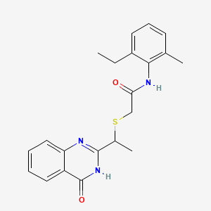 molecular formula C21H23N3O2S B3718618 N-(2-ethyl-6-methylphenyl)-2-{[1-(4-oxo-3,4-dihydro-2-quinazolinyl)ethyl]thio}acetamide 