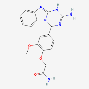 molecular formula C18H18N6O3 B3718628 2-[4-(2-amino-1,4-dihydro[1,3,5]triazino[1,2-a]benzimidazol-4-yl)-2-methoxyphenoxy]acetamide 