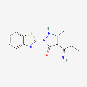 molecular formula C14H14N4OS B3718631 4-(1-aminopropylidene)-2-(1,3-benzothiazol-2-yl)-5-methyl-2,4-dihydro-3H-pyrazol-3-one 