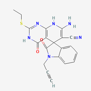 molecular formula C20H16N6O2S B3718643 7'-amino-2'-(ethylthio)-2,4'-dioxo-1-prop-2-yn-1-yl-1,2,4',8'-tetrahydro-3'H-spiro[indole-3,5'-pyrido[2,3-d]pyrimidine]-6'-carbonitrile 
