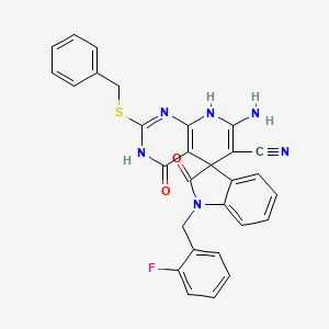 7'-amino-2'-(benzylthio)-1-(2-fluorobenzyl)-2,4'-dioxo-1,2,4',8'-tetrahydro-3'H-spiro[indole-3,5'-pyrido[2,3-d]pyrimidine]-6'-carbonitrile