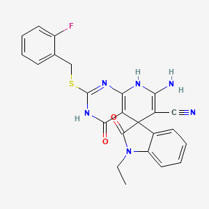 molecular formula C24H19FN6O2S B3718653 7'-amino-1-ethyl-2'-[(2-fluorobenzyl)thio]-2,4'-dioxo-1,2,4',8'-tetrahydro-3'H-spiro[indole-3,5'-pyrido[2,3-d]pyrimidine]-6'-carbonitrile 