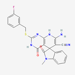 molecular formula C23H17FN6O2S B3718672 7'-amino-2'-[(3-fluorobenzyl)thio]-1-methyl-2,4'-dioxo-1,2,4',8'-tetrahydro-3'H-spiro[indole-3,5'-pyrido[2,3-d]pyrimidine]-6'-carbonitrile 