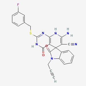 molecular formula C25H17FN6O2S B3718678 7'-amino-2'-[(3-fluorobenzyl)thio]-2,4'-dioxo-1-prop-2-yn-1-yl-1,2,4',8'-tetrahydro-3'H-spiro[indole-3,5'-pyrido[2,3-d]pyrimidine]-6'-carbonitrile 