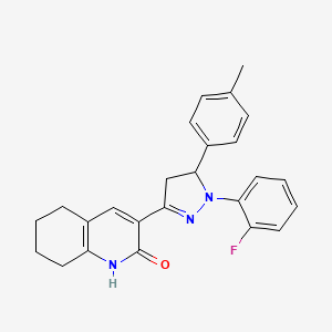 molecular formula C25H24FN3O B3718698 3-[1-(2-fluorophenyl)-5-(4-methylphenyl)-4,5-dihydro-1H-pyrazol-3-yl]-5,6,7,8-tetrahydroquinolin-2(1H)-one 