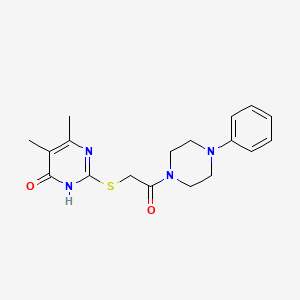 molecular formula C18H22N4O2S B3718701 5,6-dimethyl-2-{[2-oxo-2-(4-phenyl-1-piperazinyl)ethyl]thio}-4(3H)-pyrimidinone 