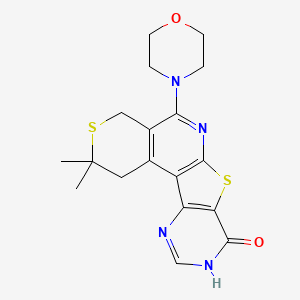 molecular formula C18H20N4O2S2 B3718770 2,2-dimethyl-5-(4-morpholinyl)-1,4-dihydro-2H-thiopyrano[4'',3'':4',5']pyrido[3',2':4,5]thieno[3,2-d]pyrimidin-8-ol 