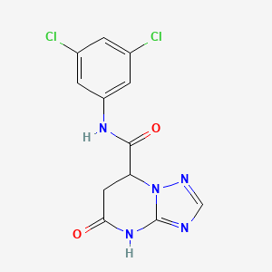 molecular formula C12H9Cl2N5O2 B3718773 N-(3,5-dichlorophenyl)-5-oxo-4,5,6,7-tetrahydro[1,2,4]triazolo[1,5-a]pyrimidine-7-carboxamide 