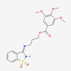 molecular formula C20H22N2O7S B3718804 3-[(1,1-dioxido-1,2-benzisothiazol-3-yl)amino]propyl 3,4,5-trimethoxybenzoate 