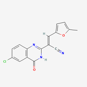 molecular formula C16H10ClN3O2 B3718825 2-(6-chloro-4-oxo-3,4-dihydro-2-quinazolinyl)-3-(5-methyl-2-furyl)acrylonitrile 