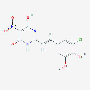 molecular formula C13H10ClN3O6 B3718835 2-[2-(3-chloro-4-hydroxy-5-methoxyphenyl)vinyl]-6-hydroxy-5-nitro-4(3H)-pyrimidinone 