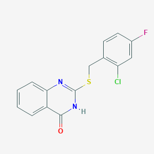 molecular formula C15H10ClFN2OS B3718849 2-[(2-chloro-4-fluorobenzyl)thio]-4(3H)-quinazolinone 
