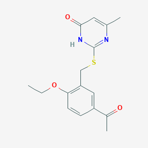 molecular formula C16H18N2O3S B3718853 1-(4-ethoxy-3-{[(4-hydroxy-6-methyl-2-pyrimidinyl)thio]methyl}phenyl)ethanone 