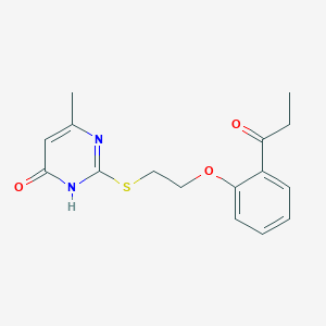 molecular formula C16H18N2O3S B3718884 1-(2-{2-[(4-hydroxy-6-methyl-2-pyrimidinyl)thio]ethoxy}phenyl)-1-propanone 