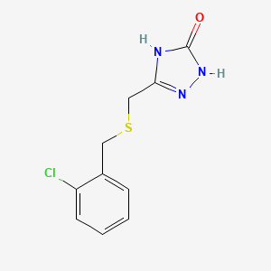 molecular formula C10H10ClN3OS B3718942 5-{[(2-chlorobenzyl)thio]methyl}-2,4-dihydro-3H-1,2,4-triazol-3-one 