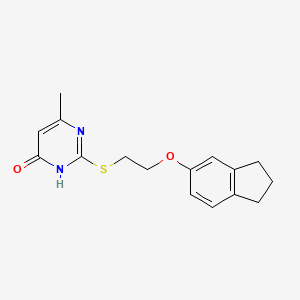 molecular formula C16H18N2O2S B3718952 2-{[2-(2,3-dihydro-1H-inden-5-yloxy)ethyl]thio}-6-methyl-4-pyrimidinol 