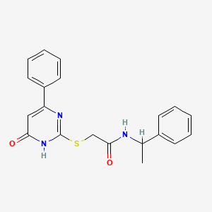 2-[(6-oxo-4-phenyl-1,6-dihydro-2-pyrimidinyl)thio]-N-(1-phenylethyl)acetamide