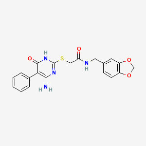 2-[(4-amino-6-oxo-5-phenyl-1,6-dihydro-2-pyrimidinyl)thio]-N-(1,3-benzodioxol-5-ylmethyl)acetamide