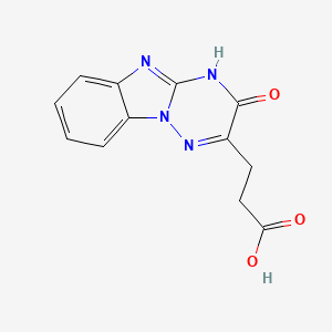 molecular formula C12H10N4O3 B3718976 3-(3-oxo-3,5-dihydro[1,2,4]triazino[2,3-a]benzimidazol-2-yl)propanoic acid 