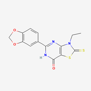 molecular formula C14H11N3O3S2 B3719039 5-(1,3-benzodioxol-5-yl)-3-ethyl-2-thioxo-2,3-dihydro[1,3]thiazolo[4,5-d]pyrimidin-7(6H)-one 