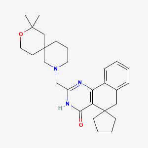 molecular formula C28H37N3O2 B3719178 2-[(8,8-dimethyl-9-oxa-2-azaspiro[5.5]undec-2-yl)methyl]-3H-spiro[benzo[h]quinazoline-5,1'-cyclopentan]-4(6H)-one 