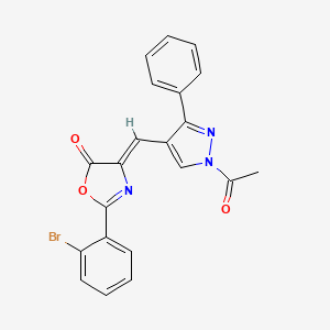 molecular formula C21H14BrN3O3 B3719215 4-[(1-acetyl-3-phenyl-1H-pyrazol-4-yl)methylene]-2-(2-bromophenyl)-1,3-oxazol-5(4H)-one 