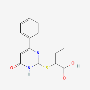 molecular formula C14H14N2O3S B3719218 2-[(4-oxo-6-phenyl-1,4-dihydro-2-pyrimidinyl)thio]butanoic acid 