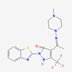 2-(1,3-benzothiazol-2-yl)-4-[N-(4-methyl-1-piperazinyl)ethanimidoyl]-5-(trifluoromethyl)-1,2-dihydro-3H-pyrazol-3-one