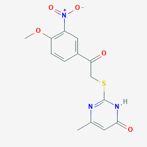 molecular formula C14H13N3O5S B3719255 2-[(4-hydroxy-6-methyl-2-pyrimidinyl)thio]-1-(4-methoxy-3-nitrophenyl)ethanone 