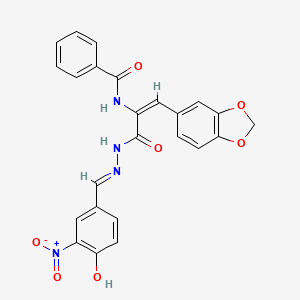 molecular formula C24H18N4O7 B3719265 N-(2-(1,3-benzodioxol-5-yl)-1-{[2-(4-hydroxy-3-nitrobenzylidene)hydrazino]carbonyl}vinyl)benzamide 
