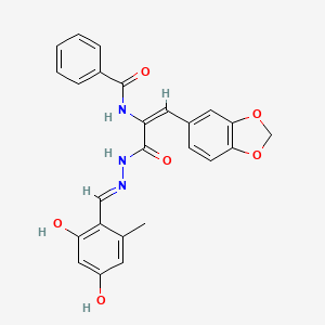 molecular formula C25H21N3O6 B3719280 N-(2-(1,3-benzodioxol-5-yl)-1-{[2-(2,4-dihydroxy-6-methylbenzylidene)hydrazino]carbonyl}vinyl)benzamide 