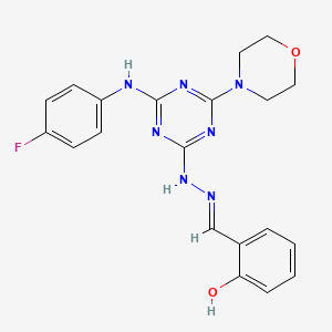 molecular formula C20H20FN7O2 B3719305 2-hydroxybenzaldehyde [4-[(4-fluorophenyl)amino]-6-(4-morpholinyl)-1,3,5-triazin-2-yl]hydrazone 