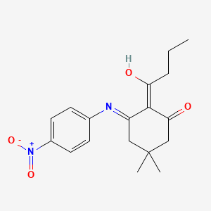 molecular formula C18H22N2O4 B3719329 2-butyryl-5,5-dimethyl-3-[(4-nitrophenyl)amino]-2-cyclohexen-1-one 