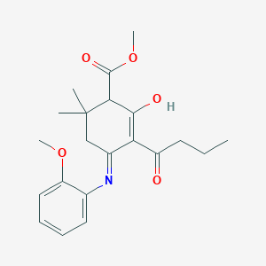 molecular formula C21H27NO5 B3719334 methyl 3-butyryl-4-[(2-methoxyphenyl)amino]-6,6-dimethyl-2-oxo-3-cyclohexene-1-carboxylate 