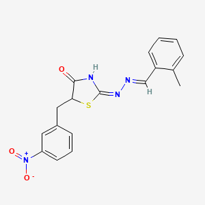molecular formula C18H16N4O3S B3719376 2-methylbenzaldehyde [5-(3-nitrobenzyl)-4-oxo-1,3-thiazolidin-2-ylidene]hydrazone 