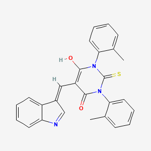 molecular formula C27H21N3O2S B3719386 5-(1H-indol-3-ylmethylene)-1,3-bis(2-methylphenyl)-2-thioxodihydro-4,6(1H,5H)-pyrimidinedione 