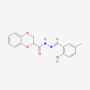 molecular formula C17H16N2O4 B3719405 N'-(2-hydroxy-5-methylbenzylidene)-2,3-dihydro-1,4-benzodioxine-2-carbohydrazide 