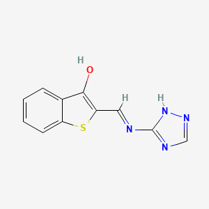 molecular formula C11H8N4OS B3719439 2-[(1H-1,2,4-triazol-3-ylimino)methyl]-1-benzothiophene-3-ol 