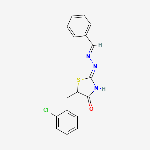 molecular formula C17H14ClN3OS B3719470 benzaldehyde [5-(2-chlorobenzyl)-4-oxo-1,3-thiazolidin-2-ylidene]hydrazone 