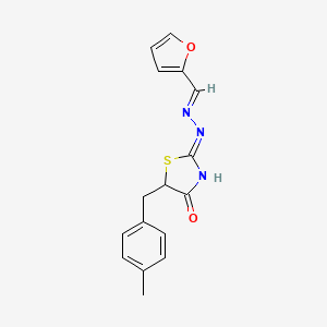 molecular formula C16H15N3O2S B3719472 2-furaldehyde [5-(4-methylbenzyl)-4-oxo-1,3-thiazolidin-2-ylidene]hydrazone 