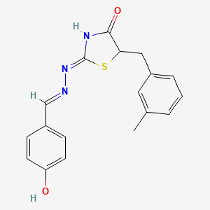 molecular formula C18H17N3O2S B3719483 4-hydroxybenzaldehyde [5-(3-methylbenzyl)-4-oxo-1,3-thiazolidin-2-ylidene]hydrazone 