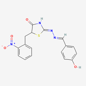 molecular formula C17H14N4O4S B3719487 4-hydroxybenzaldehyde [5-(2-nitrobenzyl)-4-oxo-1,3-thiazolidin-2-ylidene]hydrazone 