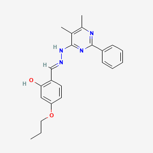 molecular formula C22H24N4O2 B3719520 2-hydroxy-4-propoxybenzaldehyde (5,6-dimethyl-2-phenyl-4-pyrimidinyl)hydrazone 