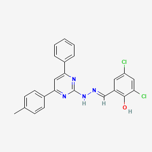 molecular formula C24H18Cl2N4O B3719539 3,5-dichloro-2-hydroxybenzaldehyde [4-(4-methylphenyl)-6-phenyl-2-pyrimidinyl]hydrazone 