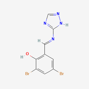 molecular formula C9H6Br2N4O B3719579 2,4-dibromo-6-[(1H-1,2,4-triazol-3-ylimino)methyl]phenol 