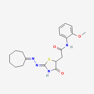 2-[2-(cycloheptylidenehydrazono)-4-hydroxy-2,5-dihydro-1,3-thiazol-5-yl]-N-(2-methoxyphenyl)acetamide