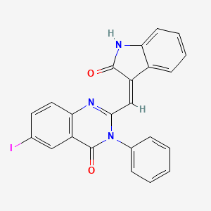molecular formula C23H14IN3O2 B3719619 6-iodo-2-[(2-oxo-1,2-dihydro-3H-indol-3-ylidene)methyl]-3-phenyl-4(3H)-quinazolinone 