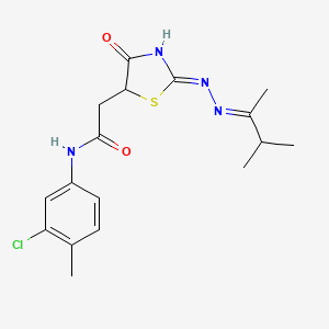 molecular formula C17H21ClN4O2S B3719625 N-(3-chloro-4-methylphenyl)-2-{2-[(1,2-dimethylpropylidene)hydrazono]-4-hydroxy-2,5-dihydro-1,3-thiazol-5-yl}acetamide 